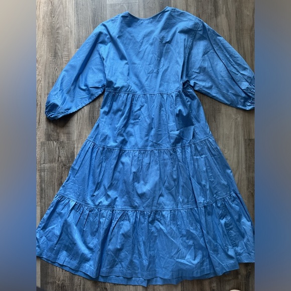 Sweet Baby Jamie Blue Tiered Wrap Dress size large - Picture 5 of 6